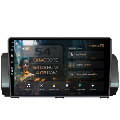 Navigatie HUB64 Dacia Sandero / Logan (2021-Prezent), 4GB RAM, Android, Quadcore, DSP, GPS, Wi-FI, Carplay, Android Auto, USB, Bluetooth, Waze, Touchscreen, 10.1 inch