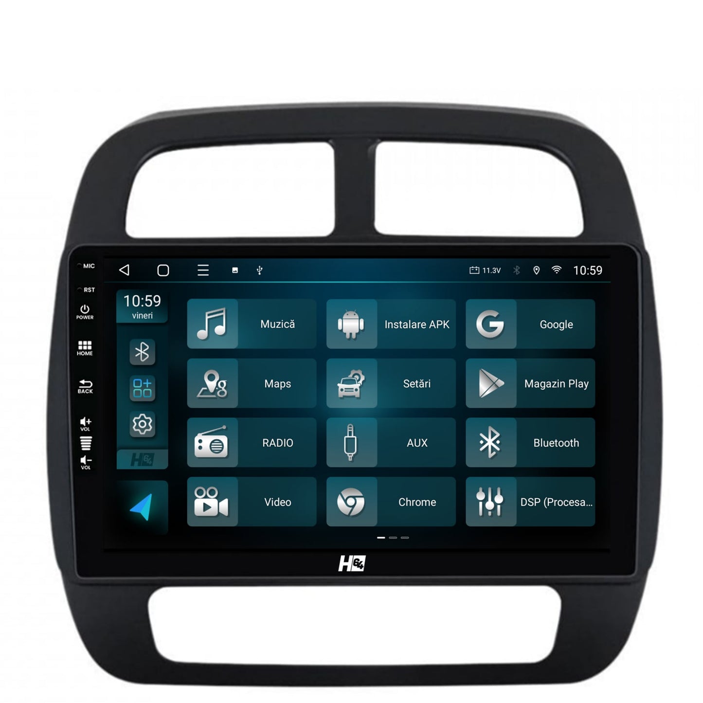 Navigatie HUB64 Dacia Spring (2021- Prezent), 4GB RAM, Android, Quadcore, DSP, GPS, Wi-FI, Carplay, Android Auto, USB, Bluetooth, Waze, Touchscreen, 9 inch
