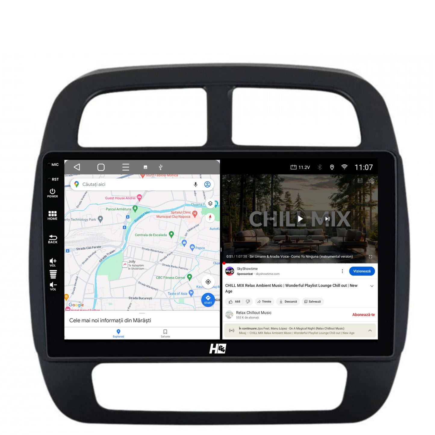 Navigatie HUB64 Dacia Spring (2021- Prezent), 8GB RAM, Android, Octacore, Slot Sim 4G, DSP, GPS, Wi-FI, Carplay, Android Auto, USB, Bluetooth, Waze, Touchscreen, 9 Inch