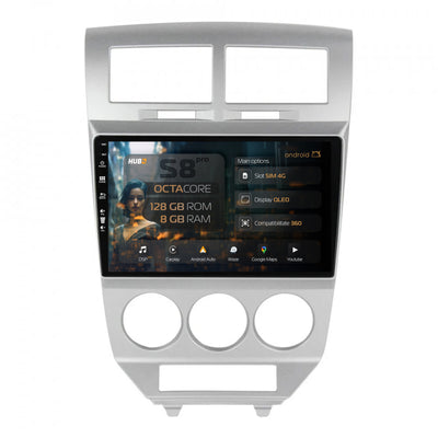 Navigatie HUB64 Dodge Caliber (2006-2010), 8GB RAM, Android, Octacore, Slot Sim 4G, DSP, GPS, Wi-FI, Carplay, Android Auto, USB, Bluetooth, Waze, Touchscreen, 10.1 Inch