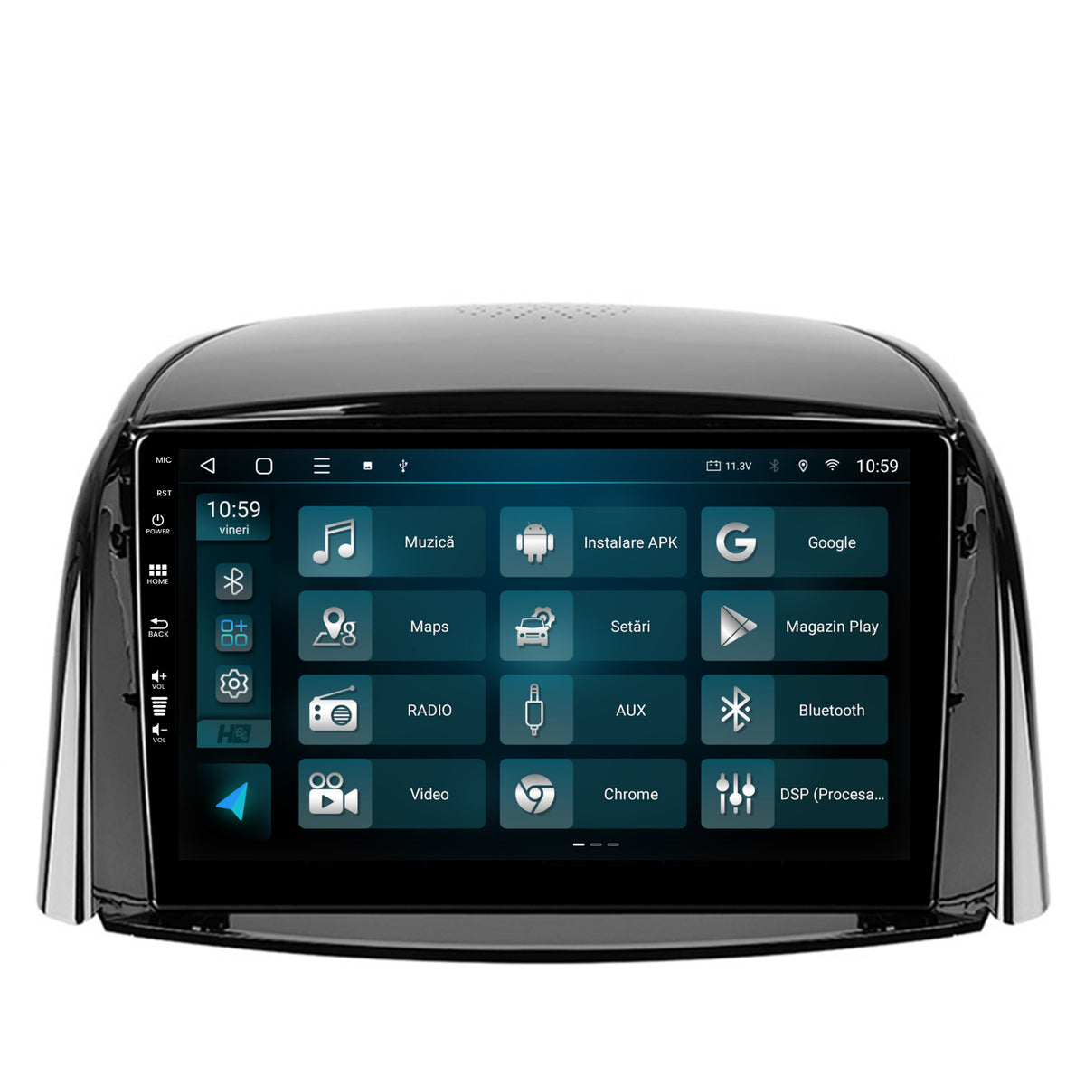 Navigatie HUB64 Renault Koleos (2009-2016), 8GB RAM, Android, Octacore, Slot Sim 4G, DSP, GPS, Wi-FI, Carplay, Android Auto, USB, Bluetooth, Waze, Touchscreen, 9 Inch