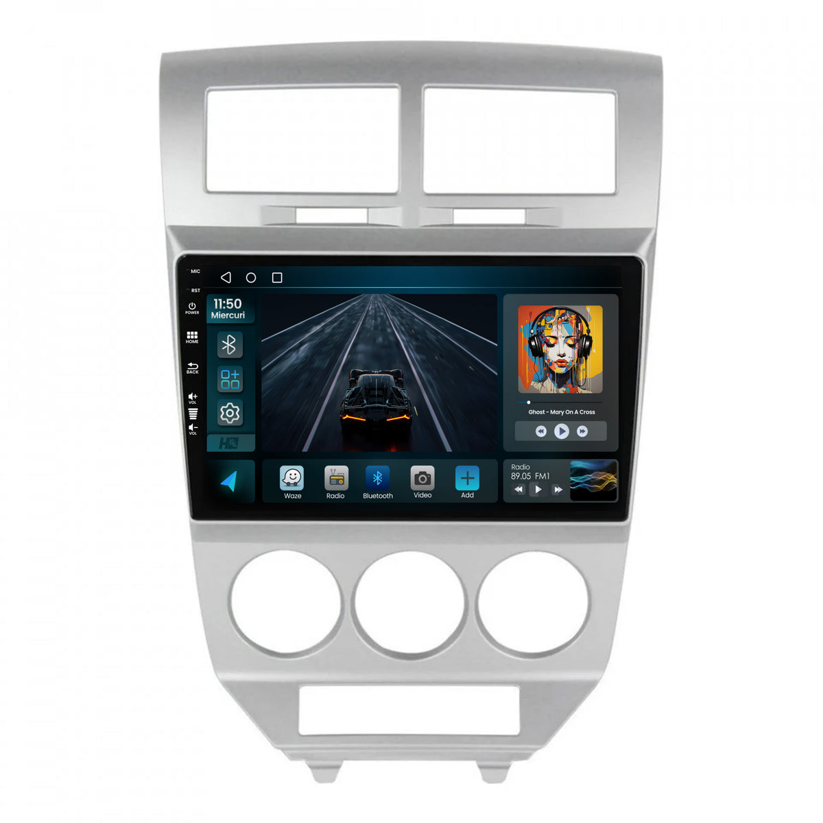 Navigatie HUB64 Dodge Caliber (2006-2010), 2GB RAM, Android, GPS, Wi-FI, Carplay, Android Auto, USB, Bluetooth, Radio, Waze, Touchscreen, 10.1 inch