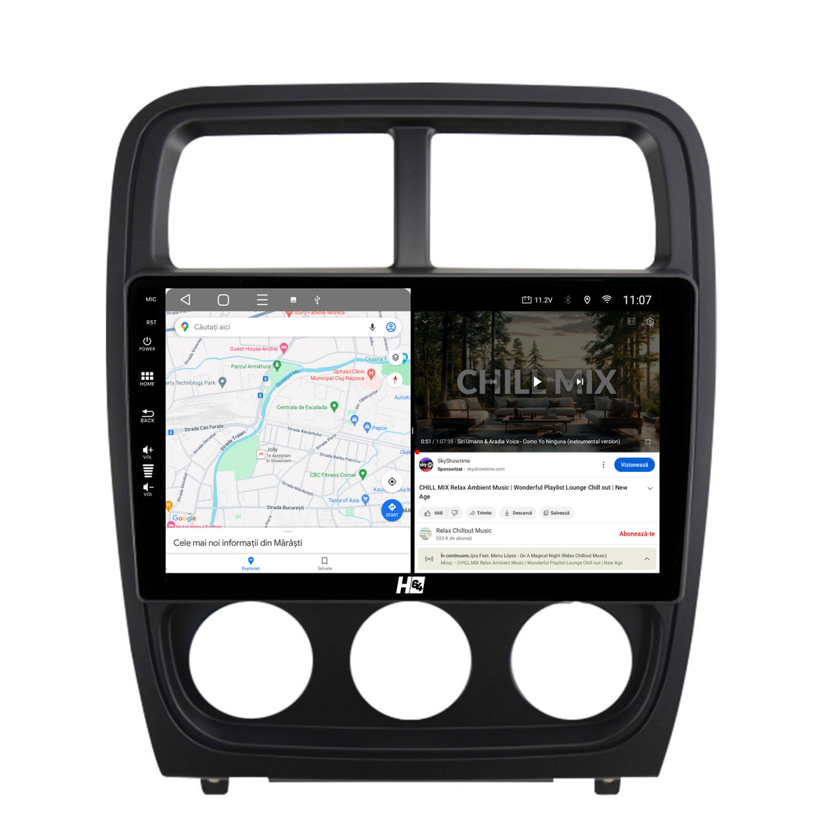 Navigatie HUB64 Dodge Caliber (2010-2012), 4GB RAM, Android, Quadcore, DSP, GPS, Wi-FI, Carplay, Android Auto, USB, Bluetooth, Waze, Touchscreen, 9 inch