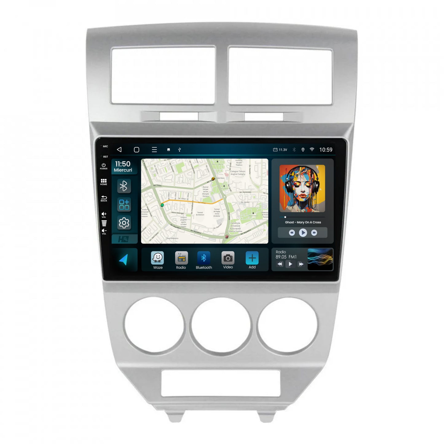 Navigatie HUB64 Dodge Caliber (2006-2010), 4GB RAM, Android, Quadcore, DSP, GPS, Wi-FI, Carplay, Android Auto, USB, Bluetooth, Waze, Touchscreen, 10.1 inch