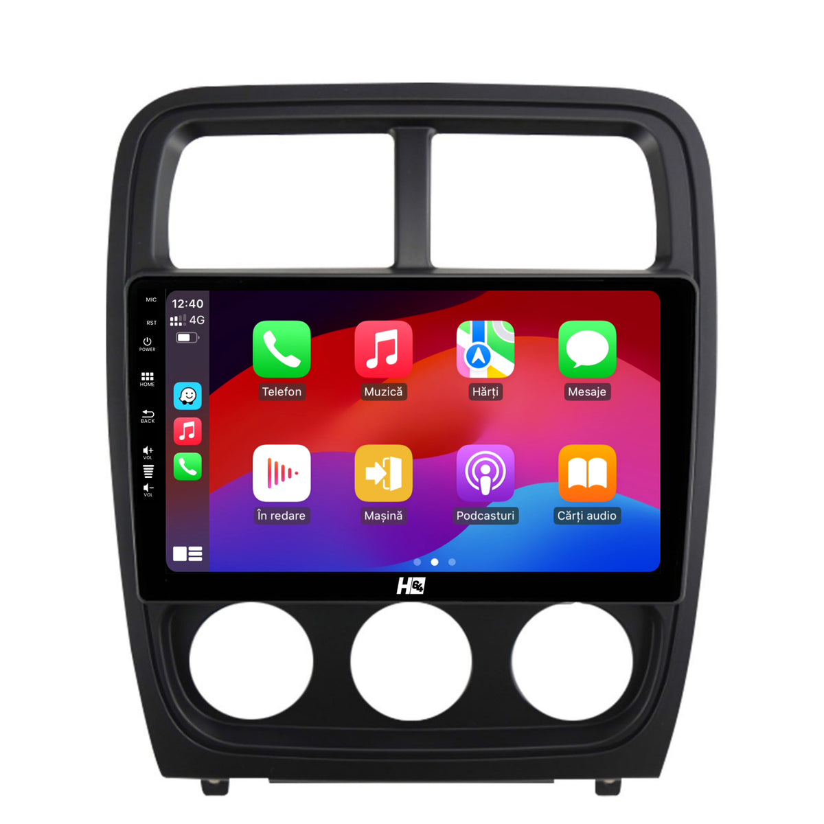 Navigatie HUB64 Dodge Caliber (2010-2012), 8GB RAM, Android, Octacore, Slot Sim 4G, DSP, GPS, Wi-FI, Carplay, Android Auto, USB, Bluetooth, Waze, Touchscreen, 9 Inch