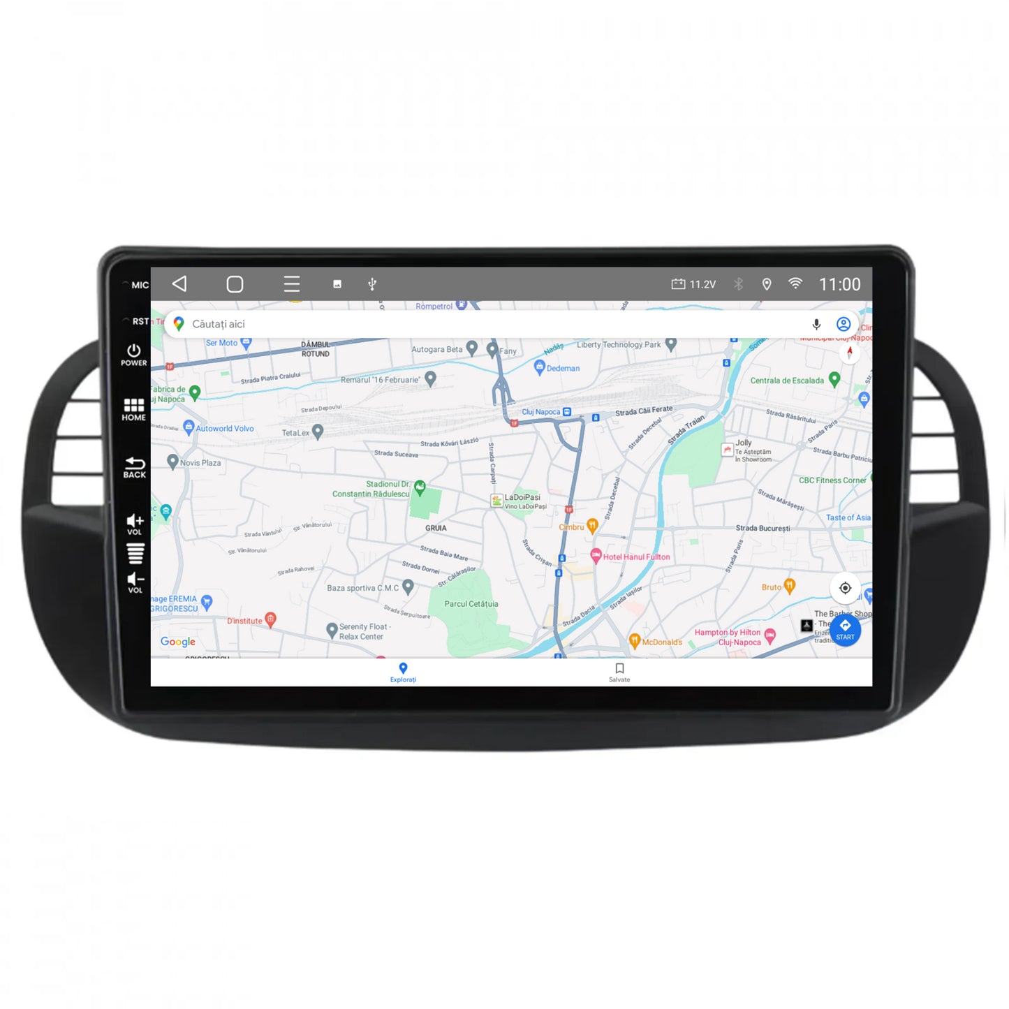 Navigatie HUB64 Fiat 500 (2007-2014), 4GB RAM, Android, Octacore, Slot Sim 4G, DSP, GPS, Wi-FI, Carplay, Android Auto, USB, Bluetooth, Waze, Touchscreen, 9 inch