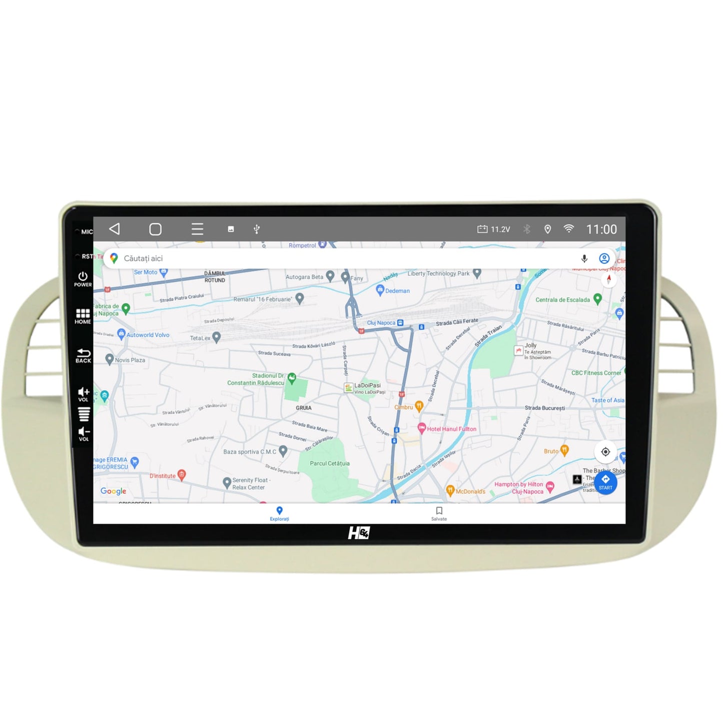Navigatie HUB64 Fiat 500 (2007-2014), 4GB RAM, Android, Quadcore, DSP, GPS, Wi-FI, Carplay, Android Auto, USB, Bluetooth, Waze, Touchscreen, 9 inch