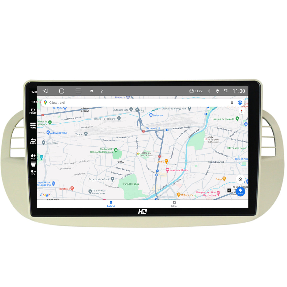 Navigatie HUB64 Fiat 500 (2007-2014), 4GB RAM, Android, Quadcore, DSP, GPS, Wi-FI, Carplay, Android Auto, USB, Bluetooth, Waze, Touchscreen, 9 inch