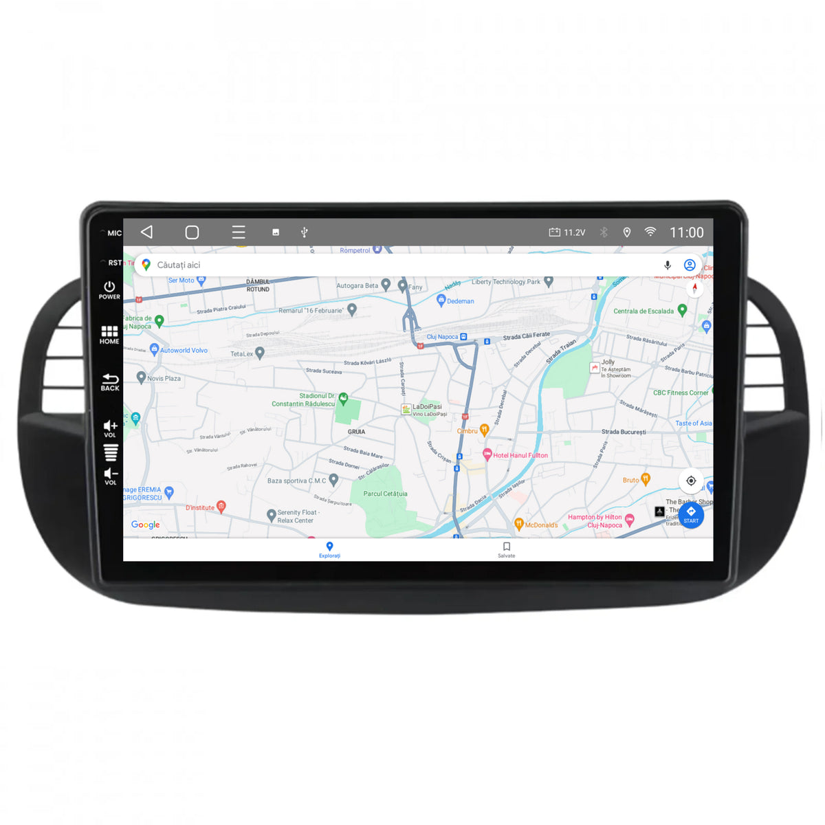 Navigatie HUB64 Fiat 500 (2007-2014), 6GB RAM, Android, Octacore, Slot Sim 4G, DSP, GPS, Wi-FI, Carplay, Android Auto, USB, Bluetooth, Waze, Touchscreen, 9 Inch