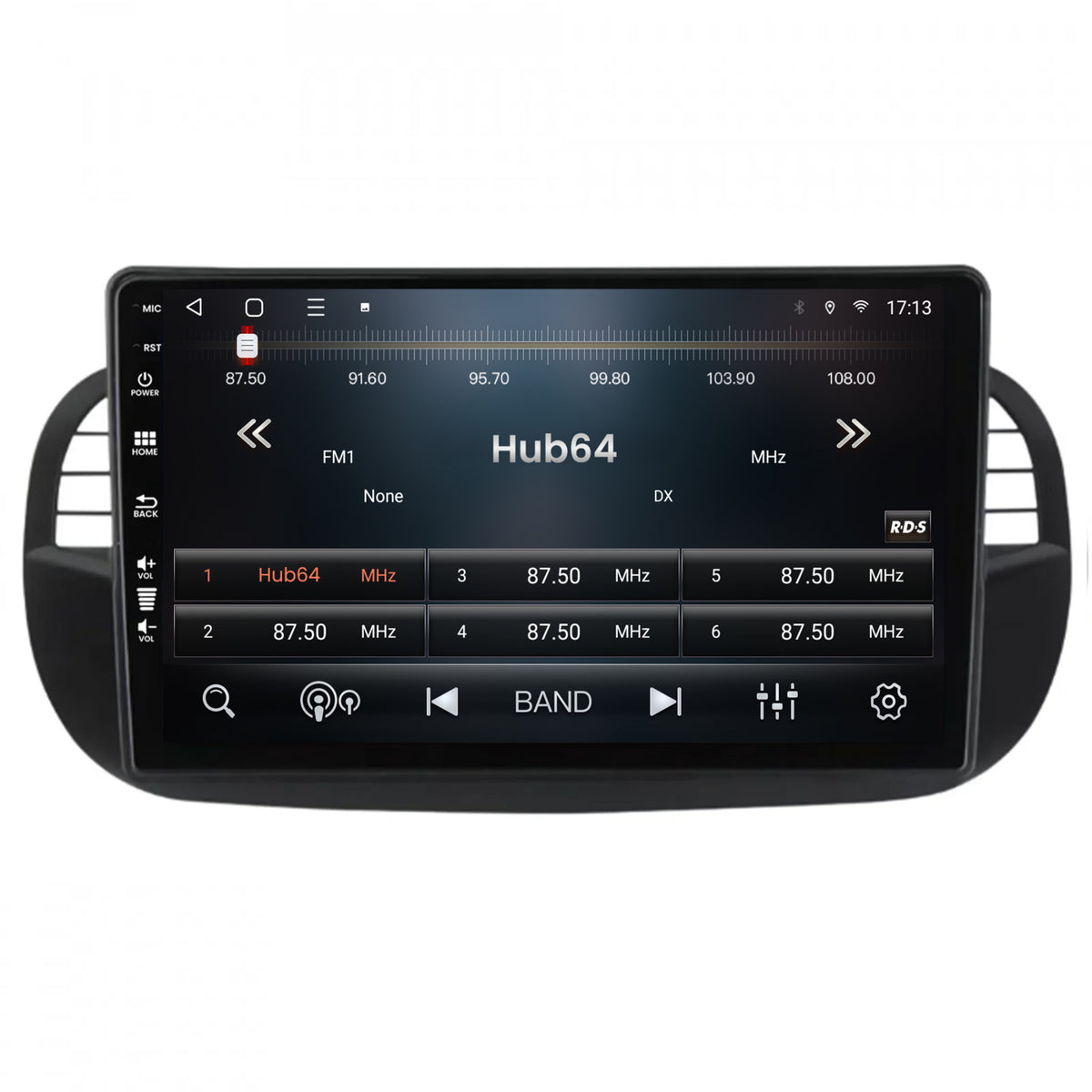Navigatie HUB64 Fiat 500 (2007-2014), 8GB RAM, Android, Octacore, Slot Sim 4G, DSP, GPS, Wi-FI, Carplay, Android Auto, USB, Bluetooth, Waze, Touchscreen, 9 Inch