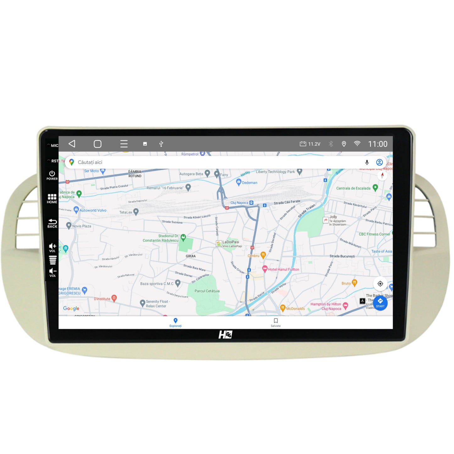 Navigatie HUB64 Fiat 500 (2007-2014), 8GB RAM, Android, Octacore, Slot Sim 4G, DSP, GPS, Wi-FI, Carplay, Android Auto, USB, Bluetooth, Waze, Touchscreen, 9 Inch