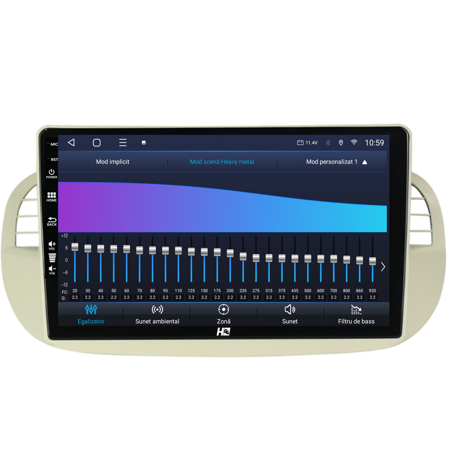 Navigatie HUB64 Fiat 500 (2007-2014), 8GB RAM, Android, Octacore, Slot Sim 4G, DSP, GPS, Wi-FI, Carplay, Android Auto, USB, Bluetooth, Waze, Touchscreen, 9 Inch