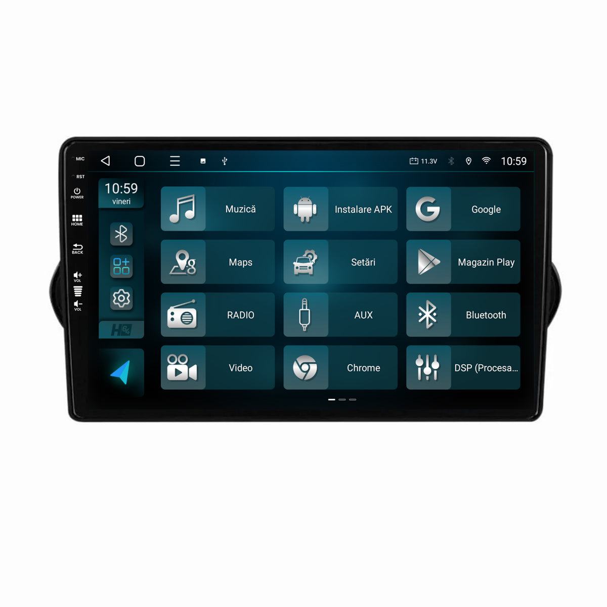 Navigatie HUB64 Fiat Tipo (2015-2021), 2GB RAM, Android, GPS, Wi-FI, Carplay, Android Auto, USB, Bluetooth, Radio, Waze, Touchscreen, 9 inch