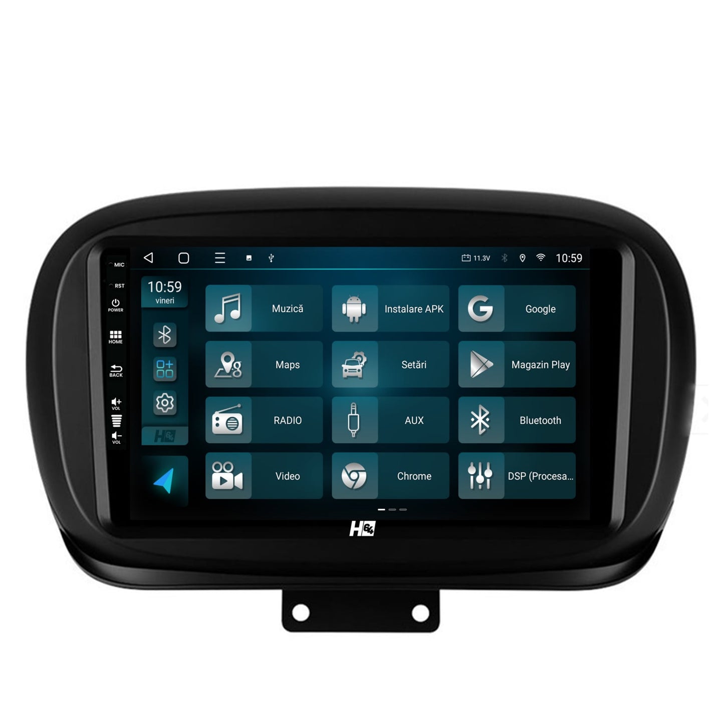 Navigatie HUB64 Fiat 500X (2014-2020), 4GB RAM, Android, Quadcore, DSP, GPS, Wi-FI, Carplay, Android Auto, USB, Bluetooth, Waze, Touchscreen, 9 inch