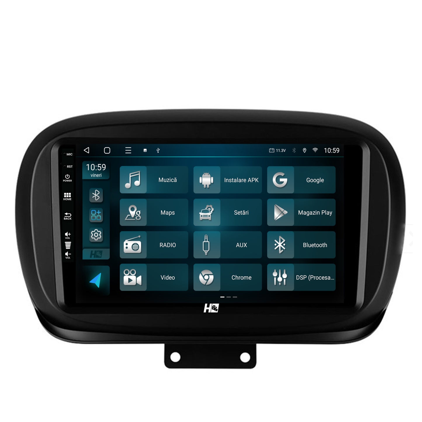 Navigatie HUB64 Fiat 500X (2014-2020), 6GB RAM, Android, Octacore, Slot Sim 4G, DSP, GPS, Wi-FI, Carplay, Android Auto, USB, Bluetooth, Waze, Touchscreen, 9 Inch