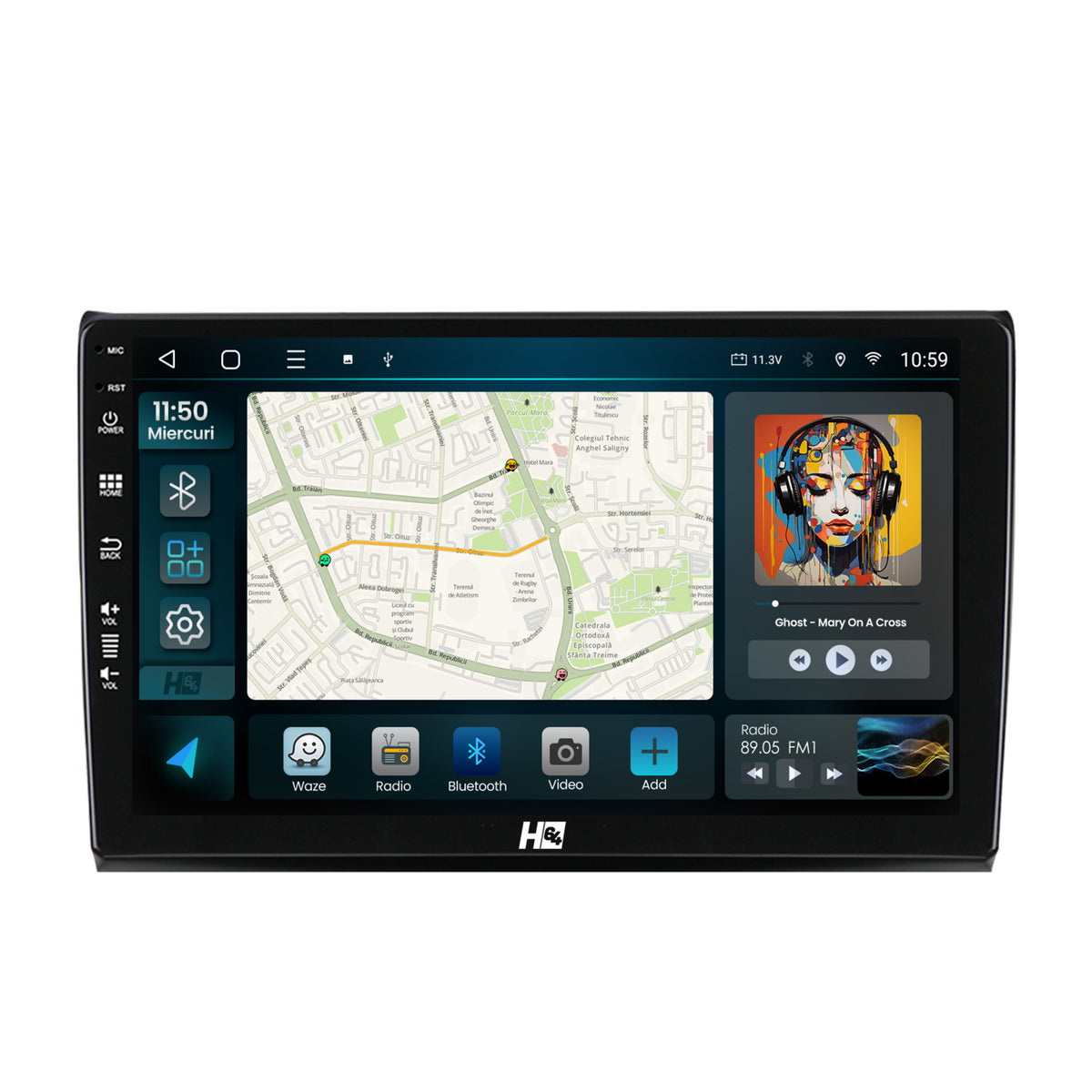 Navigatie HUB64 Fiat Bravo (2006-2014), 4GB RAM, Android, Octacore, Slot Sim 4G, DSP, GPS, Wi-FI, Carplay, Android Auto, USB, Bluetooth, Waze, Touchscreen, 9 inch