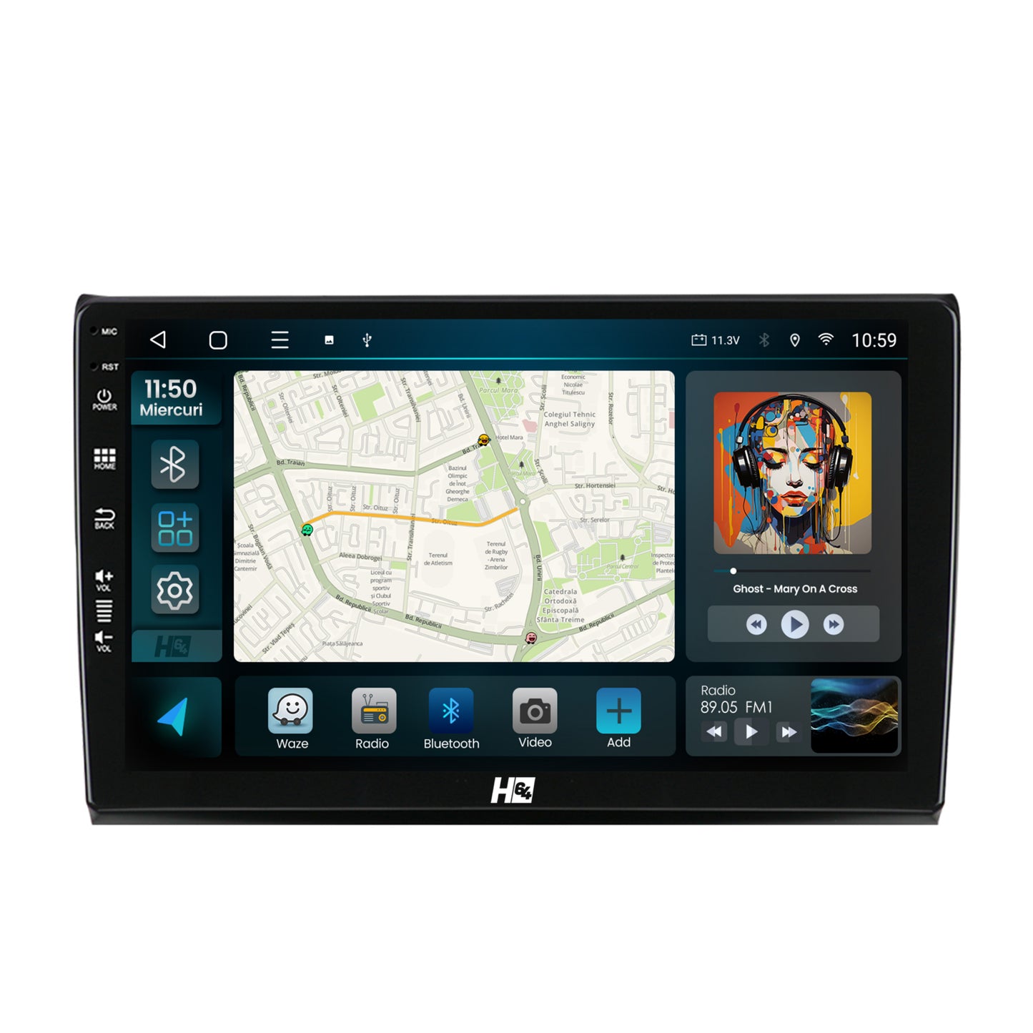 Navigatie HUB64 Fiat Bravo (2006-2014), 4GB RAM, Android, Octacore, Slot Sim 4G, DSP, GPS, Wi-FI, Carplay, Android Auto, USB, Bluetooth, Waze, Touchscreen, 9 inch
