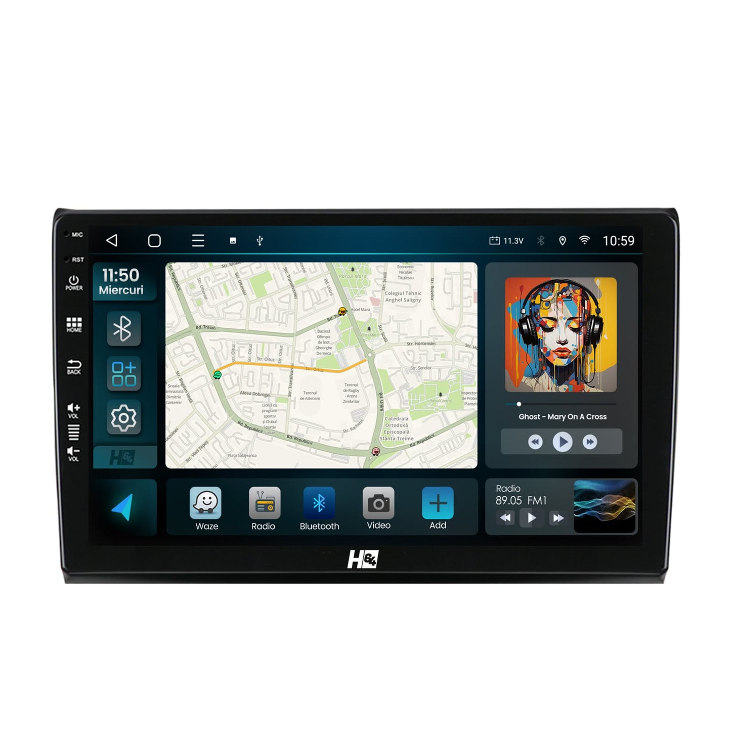 Navigatie HUB64 Fiat Bravo (2006-2014), 4GB RAM, Android, Quadcore, DSP, GPS, Wi-FI, Carplay, Android Auto, USB, Bluetooth, Waze, Touchscreen, 9 inch