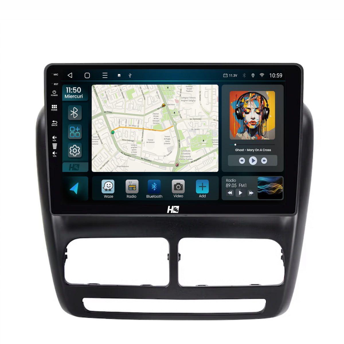 Navigatie HUB64 Fiat Doblo (2010-2015), 2GB RAM, Android, GPS, Wi-FI, Carplay, Android Auto, USB, Bluetooth, Radio, Waze, Touchscreen, 9 inch