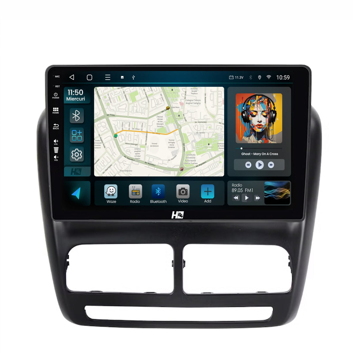 Navigatie HUB64 Fiat Doblo (2010-2015), 4GB RAM, Android, Quadcore, DSP, GPS, Wi-FI, Carplay, Android Auto, USB, Bluetooth, Waze, Touchscreen, 10.1 inch
