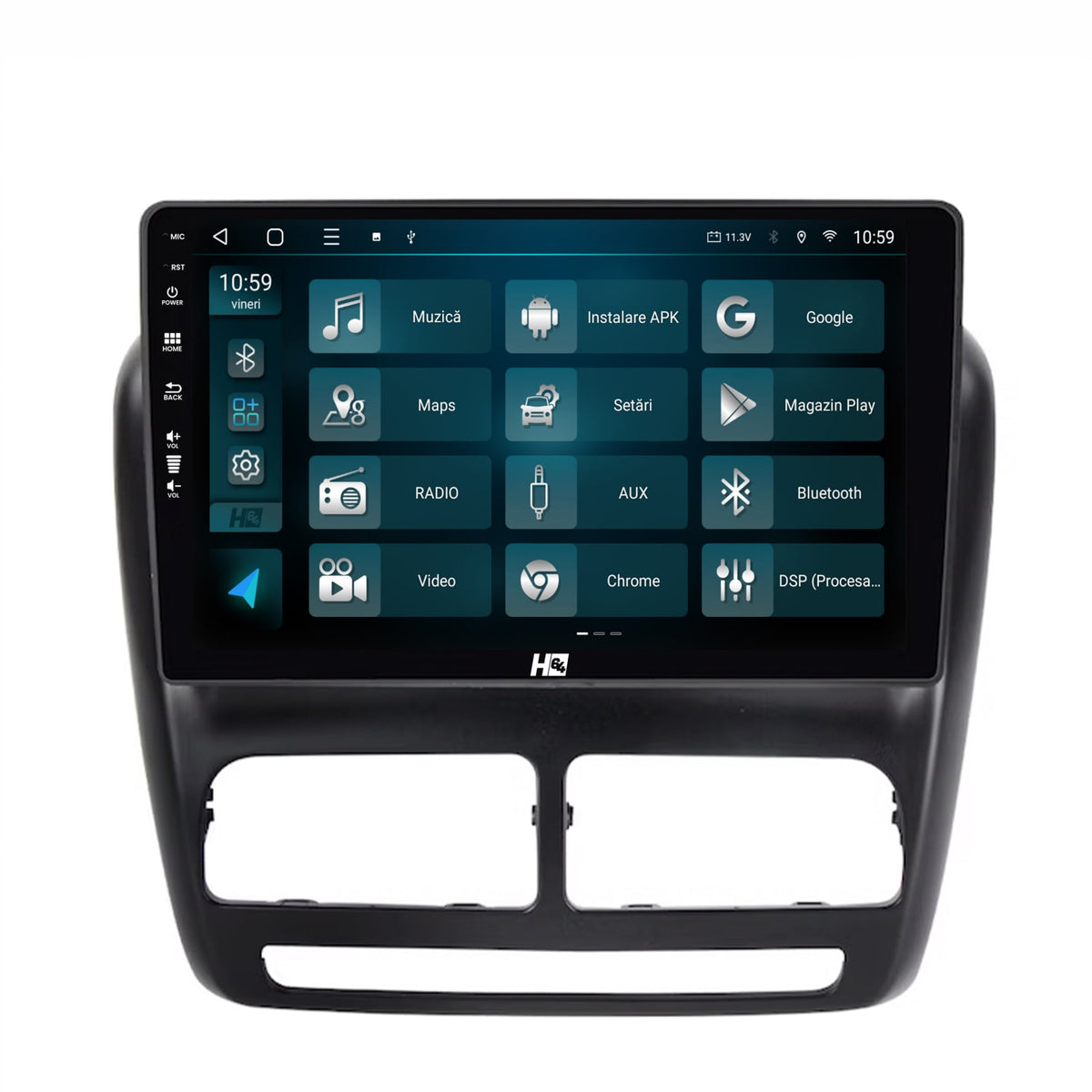 Navigatie HUB64 Fiat Doblo (2010-2015), 6GB RAM, Android, Octacore, Slot Sim 4G, DSP, GPS, Wi-FI, Carplay, Android Auto, USB, Bluetooth, Waze, Touchscreen, 9 inch