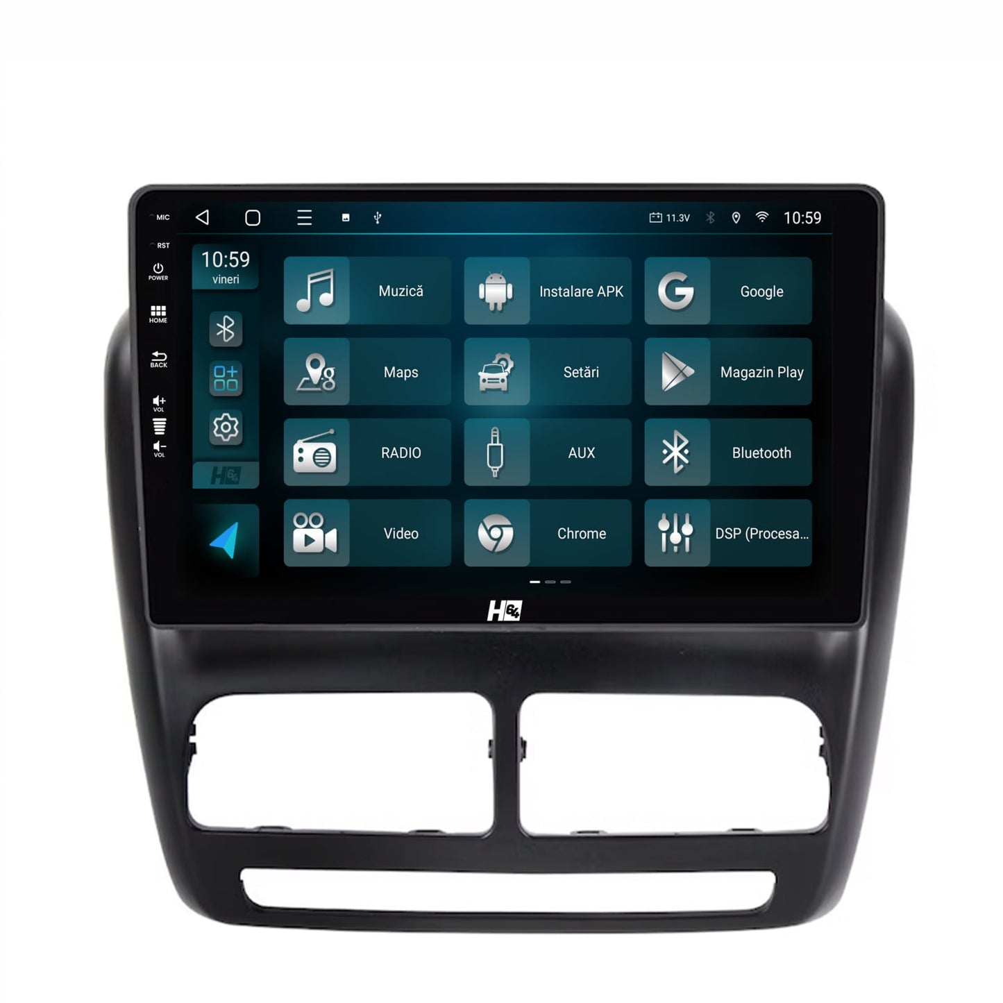 Navigatie HUB64 Fiat Doblo (2010-2015), 6GB RAM, Android, Octacore, Slot Sim 4G, DSP, GPS, Wi-FI, Carplay, Android Auto, USB, Bluetooth, Waze, Touchscreen, 9 inch