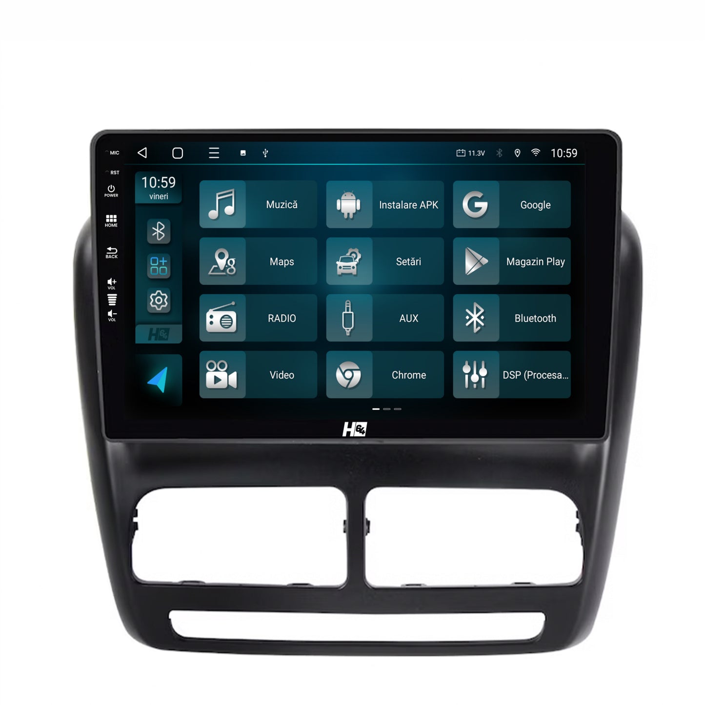 Navigatie HUB64 Fiat Doblo (2010-2015), 8GB RAM, Android, Octacore, Slot Sim 4G, DSP, GPS, Wi-FI, Carplay, Android Auto, USB, Bluetooth, Waze, Touchscreen, 9 inch