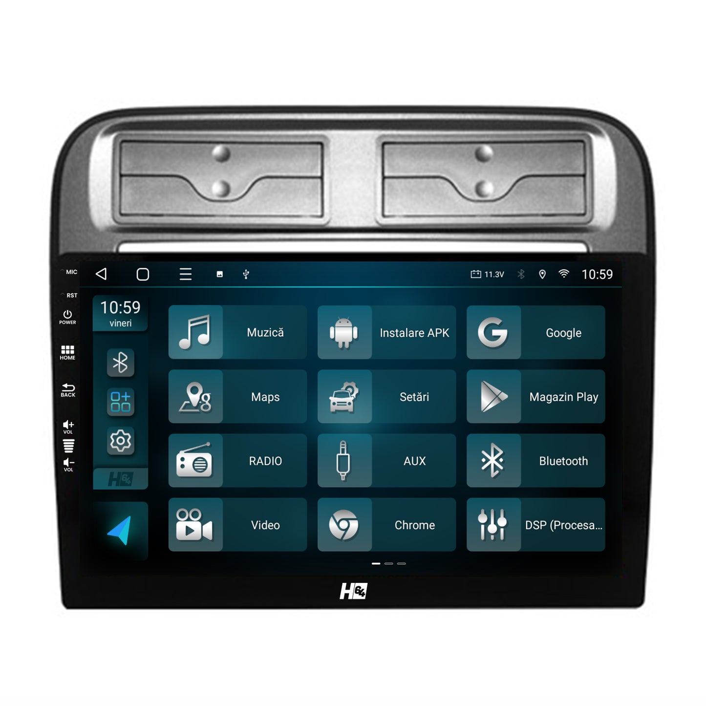 Navigatie HUB64 Fiat Punto / Linea (2007-2014), 8GB RAM, Android, Octacore, Slot Sim 4G, DSP, GPS, Wi-FI, Carplay, Android Auto, USB, Bluetooth, Waze, Touchscreen, 9 Inch