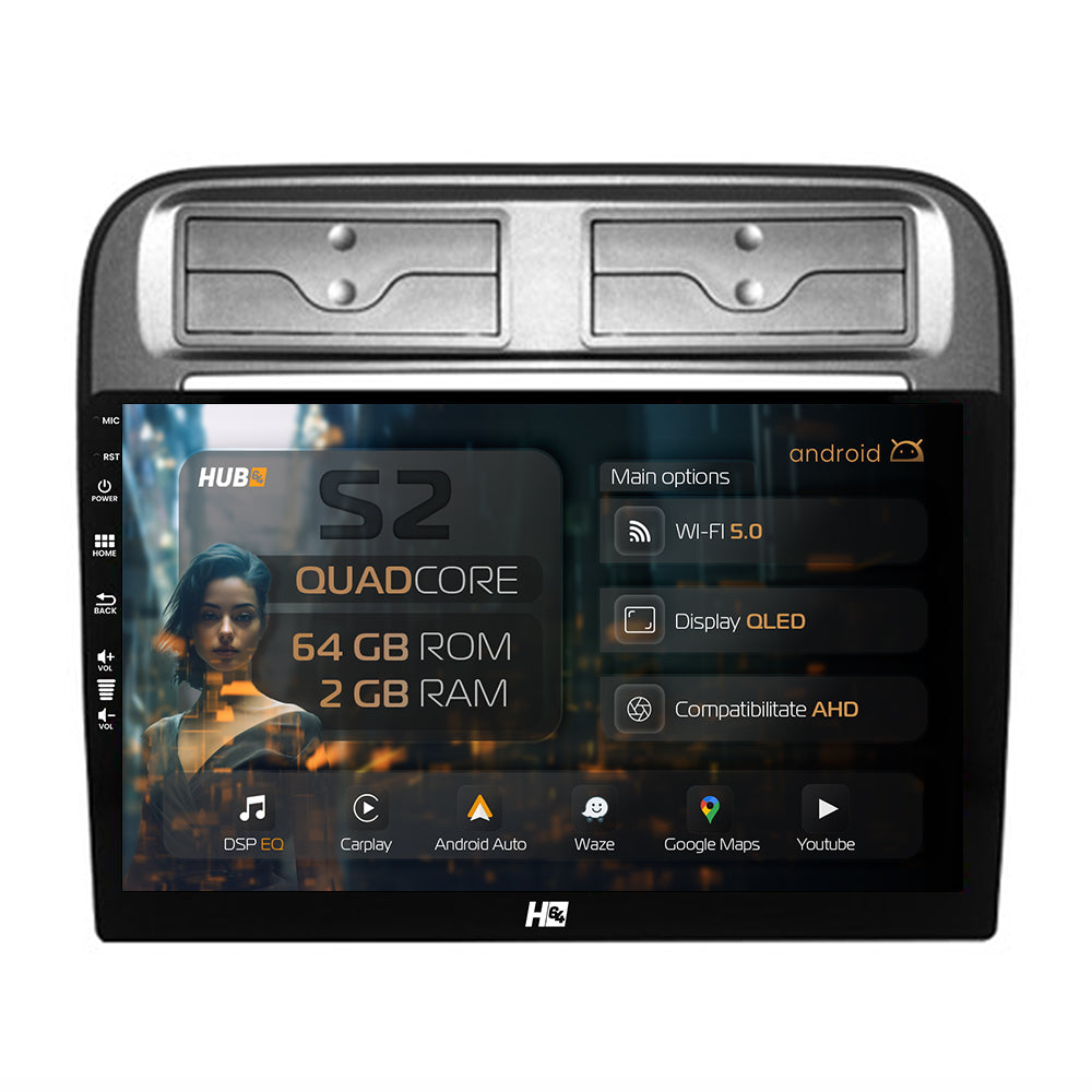 Navigatie HUB64 Fiat Punto / Linea (2007-2014), 2GB RAM, Android, GPS, Wi-FI, Carplay, Android Auto, USB, Bluetooth, Radio, Waze, Touchscreen, 9 inch