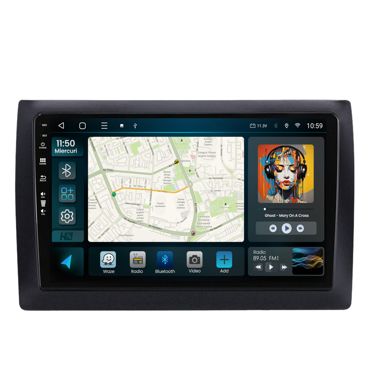 Navigatie HUB64 Fiat Stilo 4GB RAM, Android, Octacore, Slot Sim 4G, DSP, GPS, Wi-FI, Carplay, Android Auto, USB, Bluetooth, Waze, Touchscreen, 9 inch