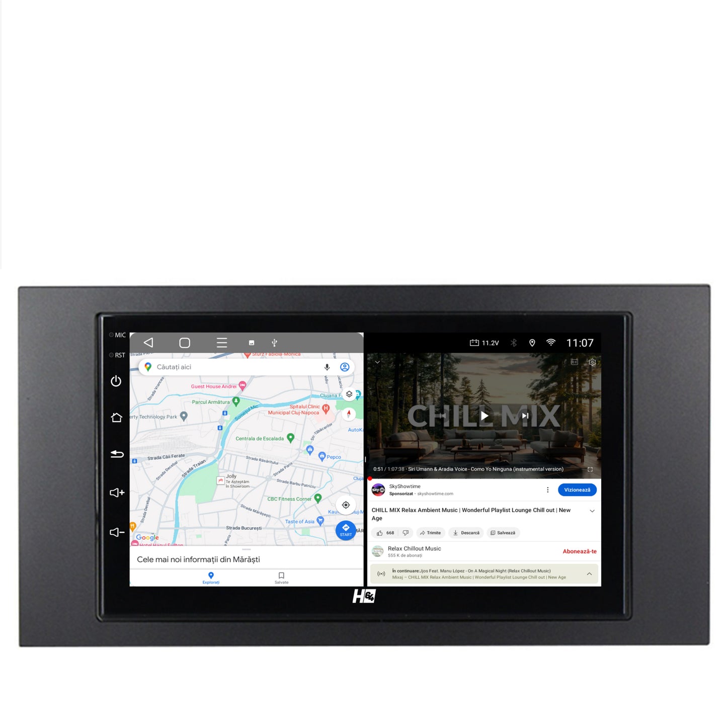 Navigatie HUB64 Ford 2DIN, 4GB RAM, Android, Octacore, Slot Sim 4G, DSP, GPS, Wi-FI, Carplay, Android Auto, USB, Bluetooth, Waze, Touchscreen, 7 Inch