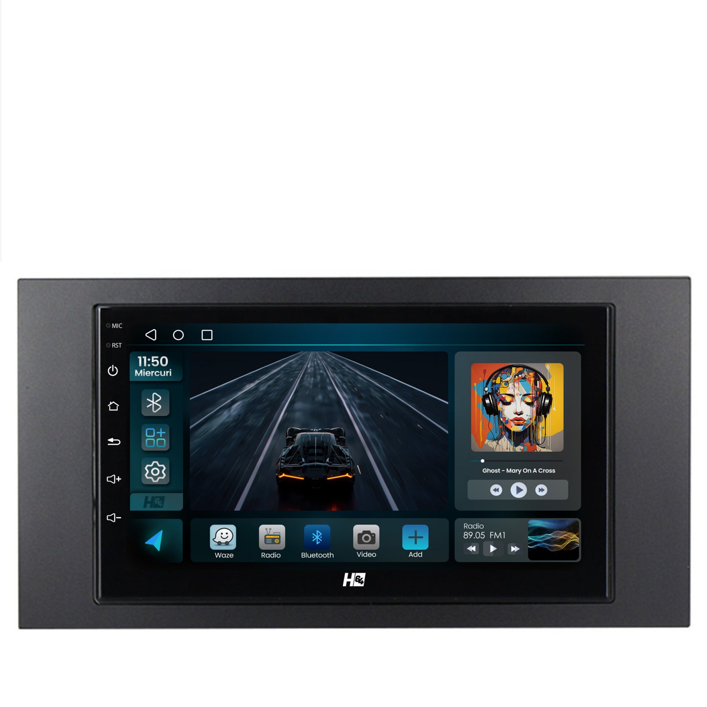 Navigatie HUB64 Ford 2DIN, 2GB RAM, Android, GPS, Wi-FI, Carplay, Android Auto, USB, Bluetooth, Radio, Waze, Touchscreen, 7 Inch