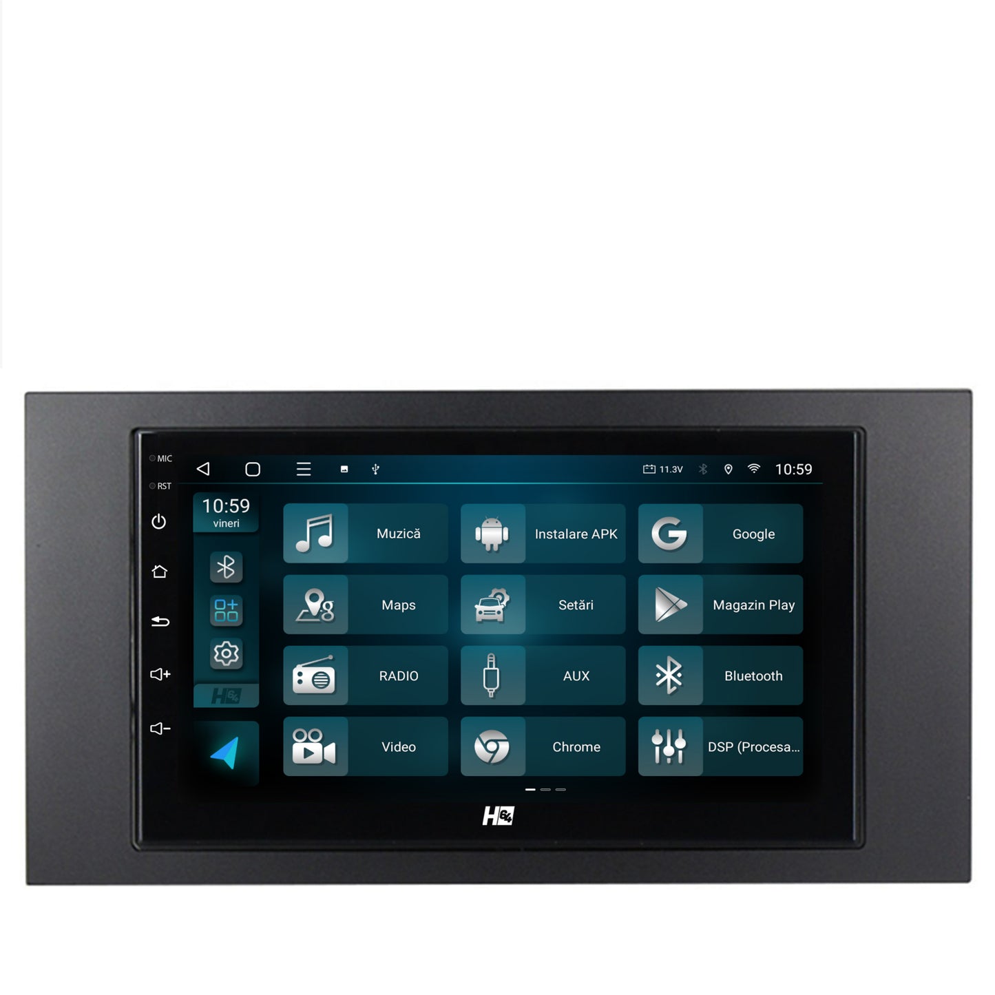 Navigatie HUB64 Ford 2DIN, 8GB RAM + 128GB, Android, GPS, Wi-FI, Carplay, Android Auto, USB, Bluetooth, Radio, Waze, Touchscreen, 7 Inch