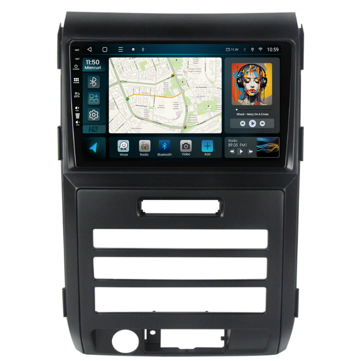 Navigatie HUB64 Ford F150 (2008-2014), 2GB RAM, Android, GPS, Wi-FI, Carplay, Android Auto, USB, Bluetooth, Radio, Waze, Touchscreen, 9 inch