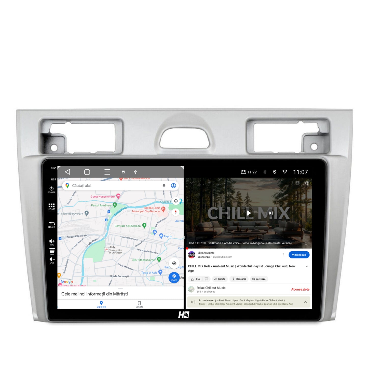 Navigatie HUB64 Ford Fiesta (2002-2008), 2GB RAM, Android, GPS, Wi-FI, Carplay, Android Auto, USB, Bluetooth, Radio, Waze, Touchscreen, 9 inch