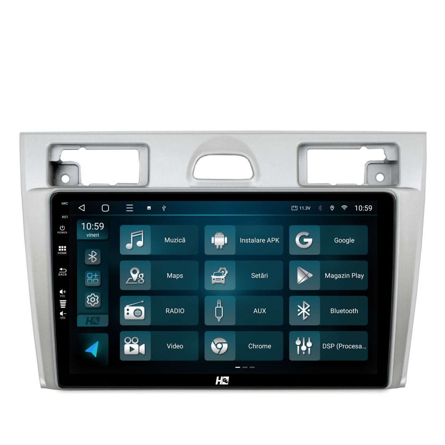 Navigatie HUB64 Ford Fiesta (2002-2008), 4GB RAM, Android, Quadcore, DSP, GPS, Wi-FI, Carplay, Android Auto, USB, Bluetooth, Waze, Touchscreen, 9 inch