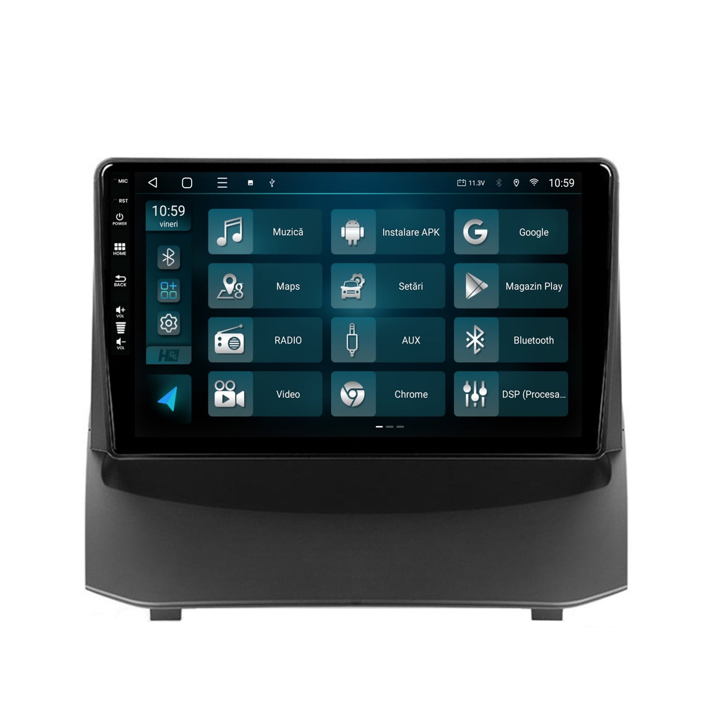 Navigatie HUB64 Ford Fiesta (2009-2012), 4GB RAM, Android, Quadcore, DSP, GPS, Wi-FI, Carplay, Android Auto, USB, Bluetooth, Waze, Touchscreen, 9 inch