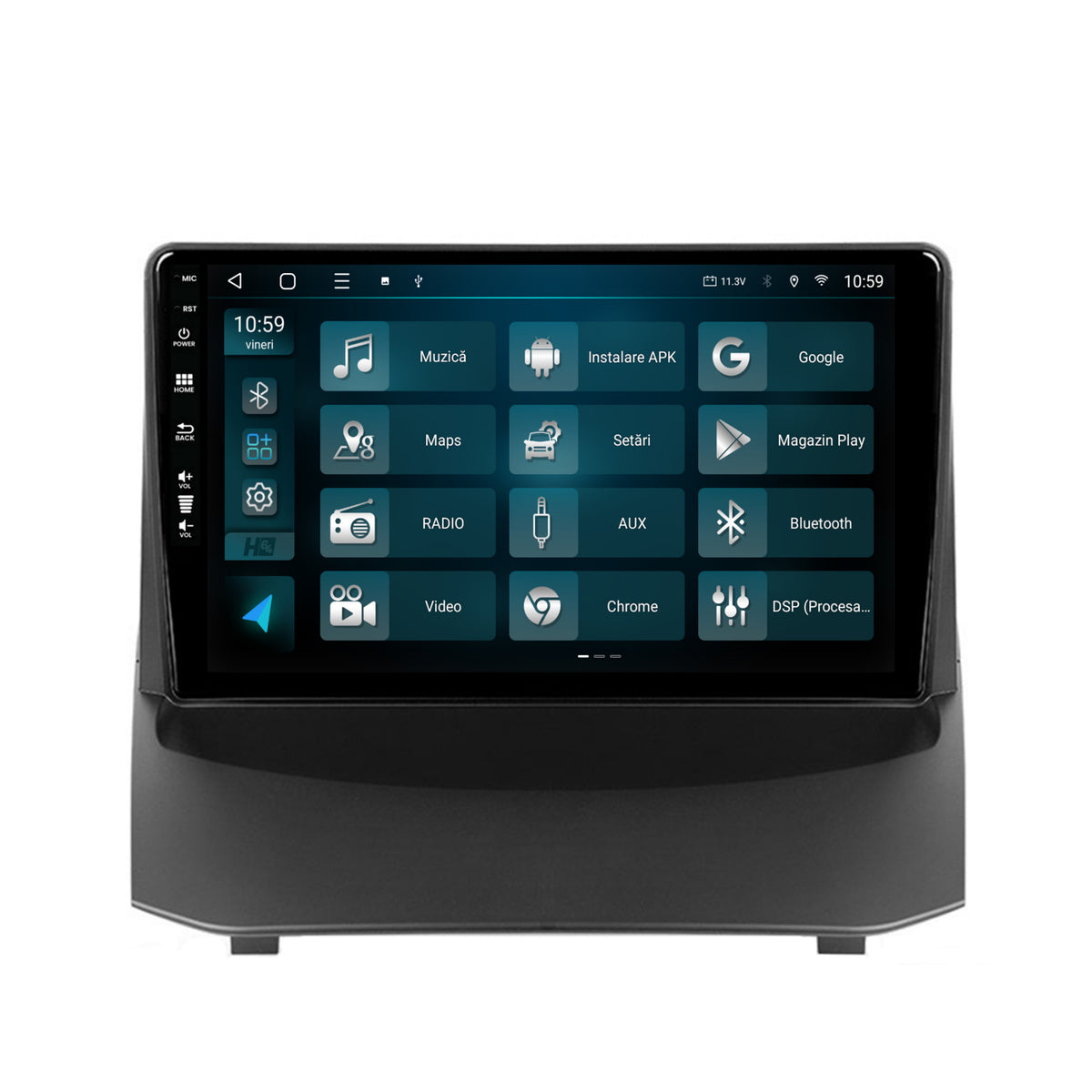 Navigatie HUB64 Ford Fiesta (2009-2012), 6GB RAM, Android, Octacore, Slot Sim 4G, DSP, GPS, Wi-FI, Carplay, Android Auto, USB, Bluetooth, Waze, Touchscreen, 9 Inch - HUB64 - S6 Series