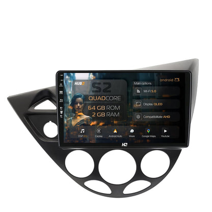 Navigatie HUB64 Ford Focus 1 (1998-2004), 2GB RAM, Android 13, GPS, Wi-FI, Carplay, Android Auto, USB, Bluetooth, Radio, Waze, Touchscreen, 9 inch