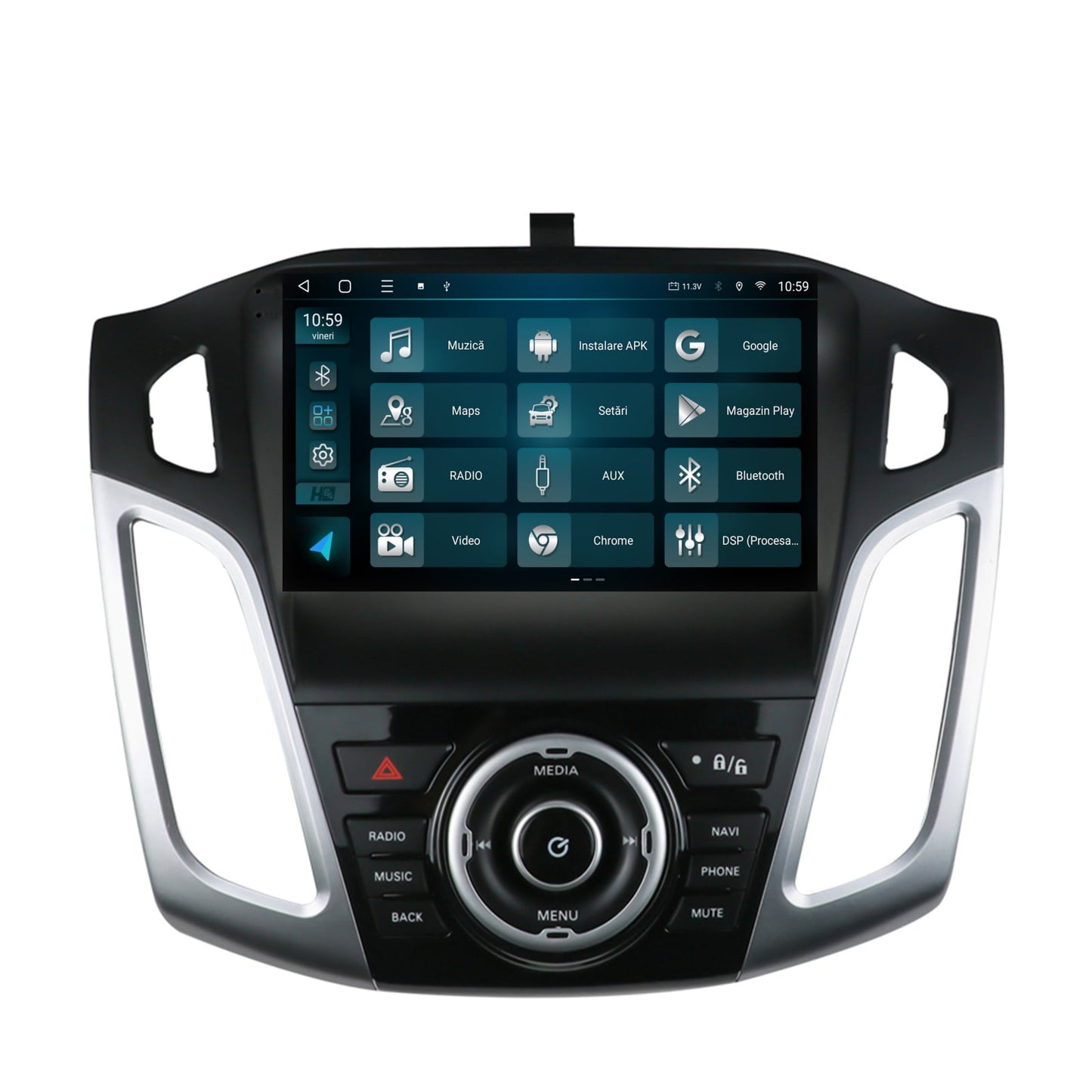 Navigatie HUB64 Ford Focus 3 (2011-2019), 4GB RAM, Android, Quadcore, DSP, GPS, Wi-FI, Carplay, Android Auto, USB, Bluetooth, Waze, Touchscreen, 9 inch