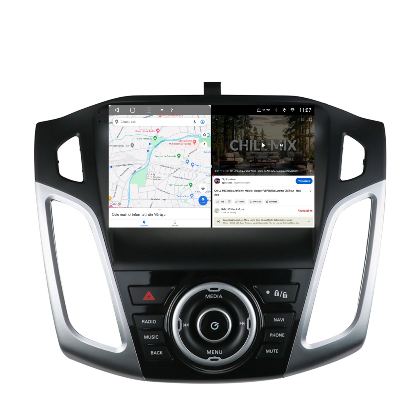 Navigatie HUB64 Ford Focus 3 (2011-2019), 8GB RAM, Android, Octacore, Slot Sim 4G, DSP, GPS, Wi-FI, Carplay, Android Auto, USB, Bluetooth, Waze, Touchscreen, 9 Inch