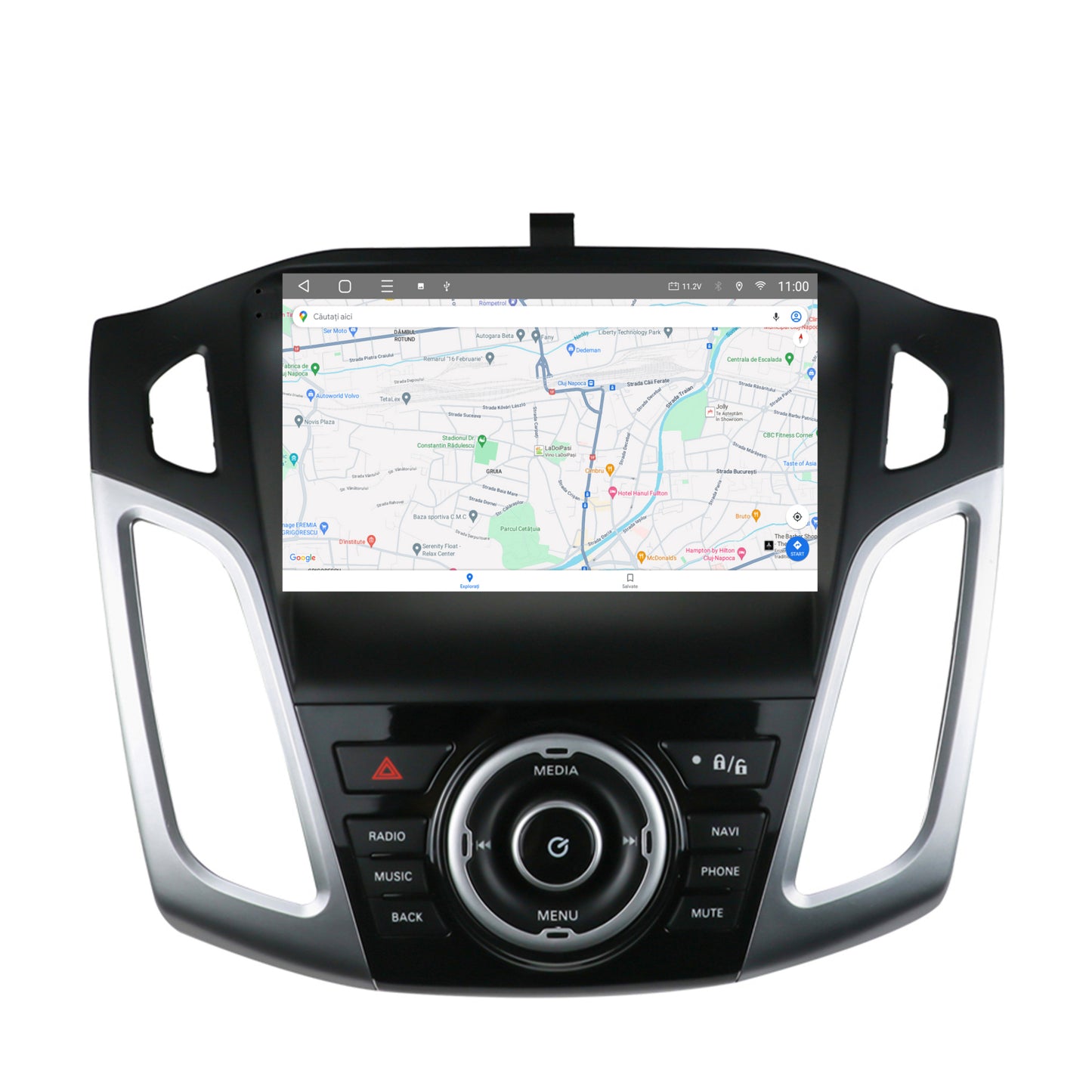 Navigatie HUB64 Ford Focus 3 (2011-2019), 8GB RAM, Android, Octacore, Slot Sim 4G, DSP, GPS, Wi-FI, Carplay, Android Auto, USB, Bluetooth, Waze, Touchscreen, 9 Inch
