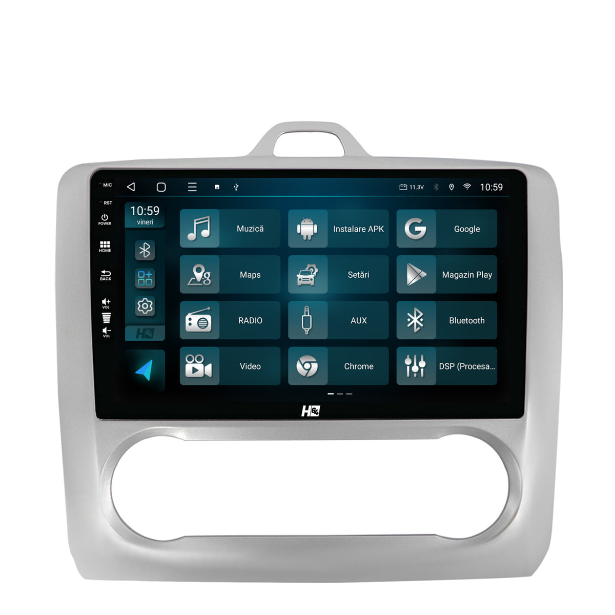 Navigatie HUB64 Ford Focus MK2 (2004-2011) Clima Automata, 4GB RAM, Android, Quadcore, DSP, GPS, Wi-FI, Carplay, Android Auto, USB, Bluetooth, Waze, Touchscreen, 9 inch