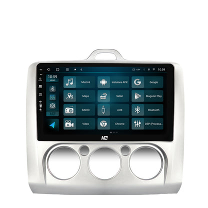 Navigatie HUB64 Ford Focus MK2 (2004-2011), Clima Manuala, 4GB RAM, Android, Octacore, Slot Sim 4G, DSP, GPS, Wi-FI, Carplay, Android Auto, USB, Bluetooth, Waze, Touchscreen, 9 inch