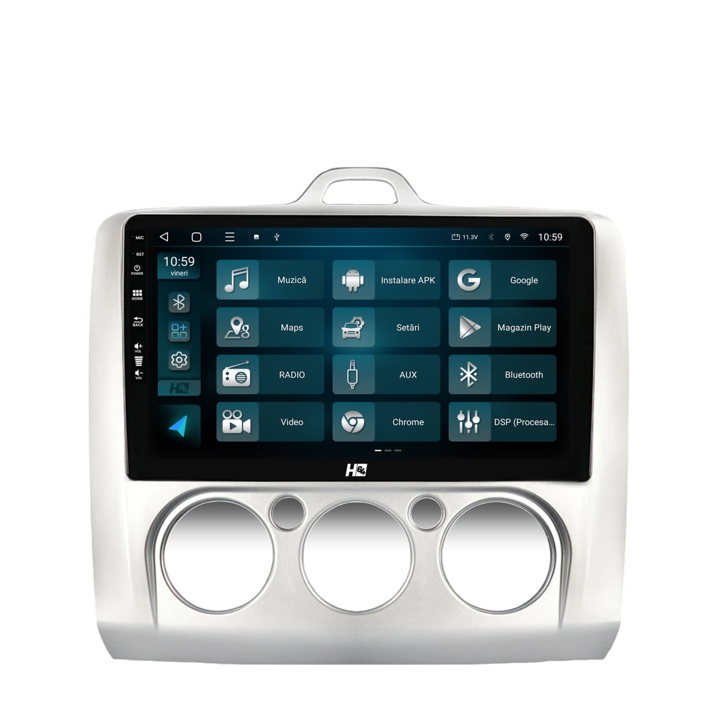 Navigatie HUB64 Ford Focus MK2 (2004-2011), Clima Manuala, 4GB RAM, Android, Quadcore, DSP, GPS, Wi-FI, Carplay, Android Auto, USB, Bluetooth, Waze, Touchscreen, 9 inch