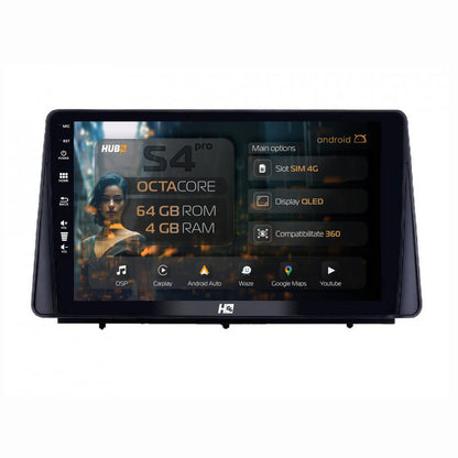 Navigatie HUB64 Ford Focus MK4 (2019+), 4GB RAM, Android, Octacore, Slot Sim 4G, DSP, GPS, Wi-FI, Carplay, Android Auto, USB, Bluetooth, Waze, Touchscreen, 10.1 Inch