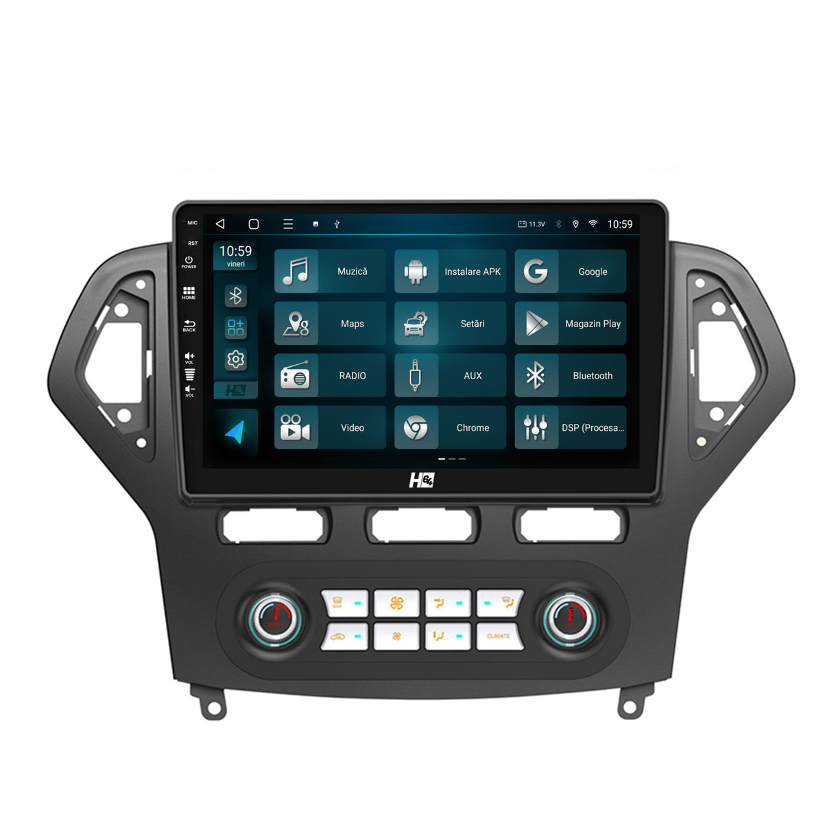 Navigatie HUB64 Ford Mondeo (2007-2010) Clima Automata, 4GB RAM, Android, Quadcore, DSP, GPS, Wi-FI, Carplay, Android Auto, USB, Bluetooth, Waze, Touchscreen, 10.1 inch