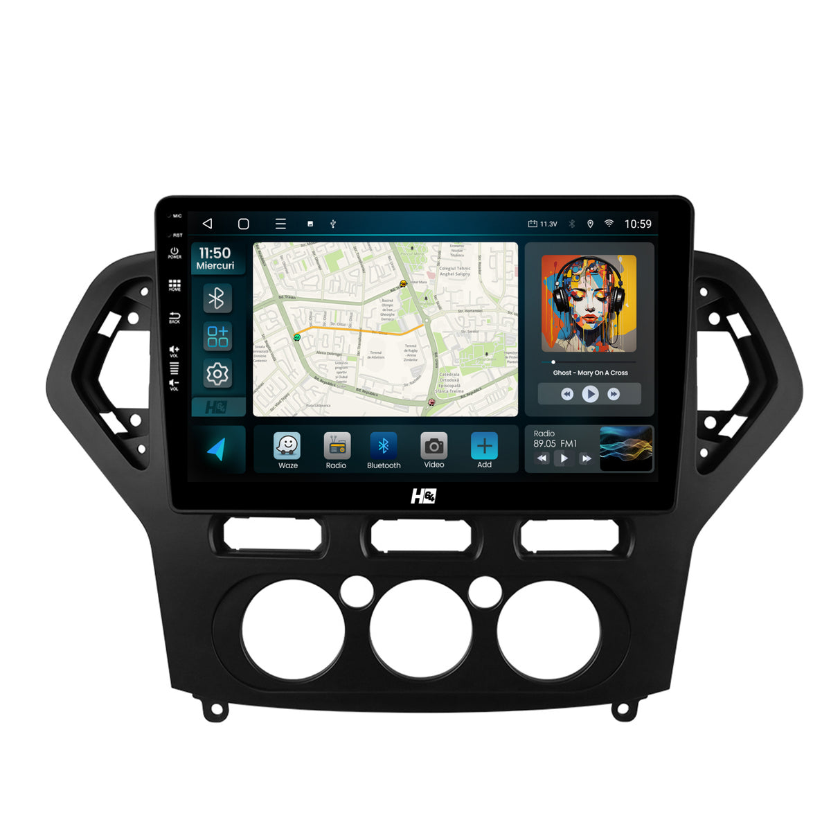 Navigatie HUB64 Ford Mondeo (2007-2010) Clima Manuala, 6GB RAM, Android, Octacore, Slot Sim 4G, DSP, GPS, Wi-FI, Carplay, Android Auto, USB, Bluetooth, Waze, Touchscreen, 10.1 Inch