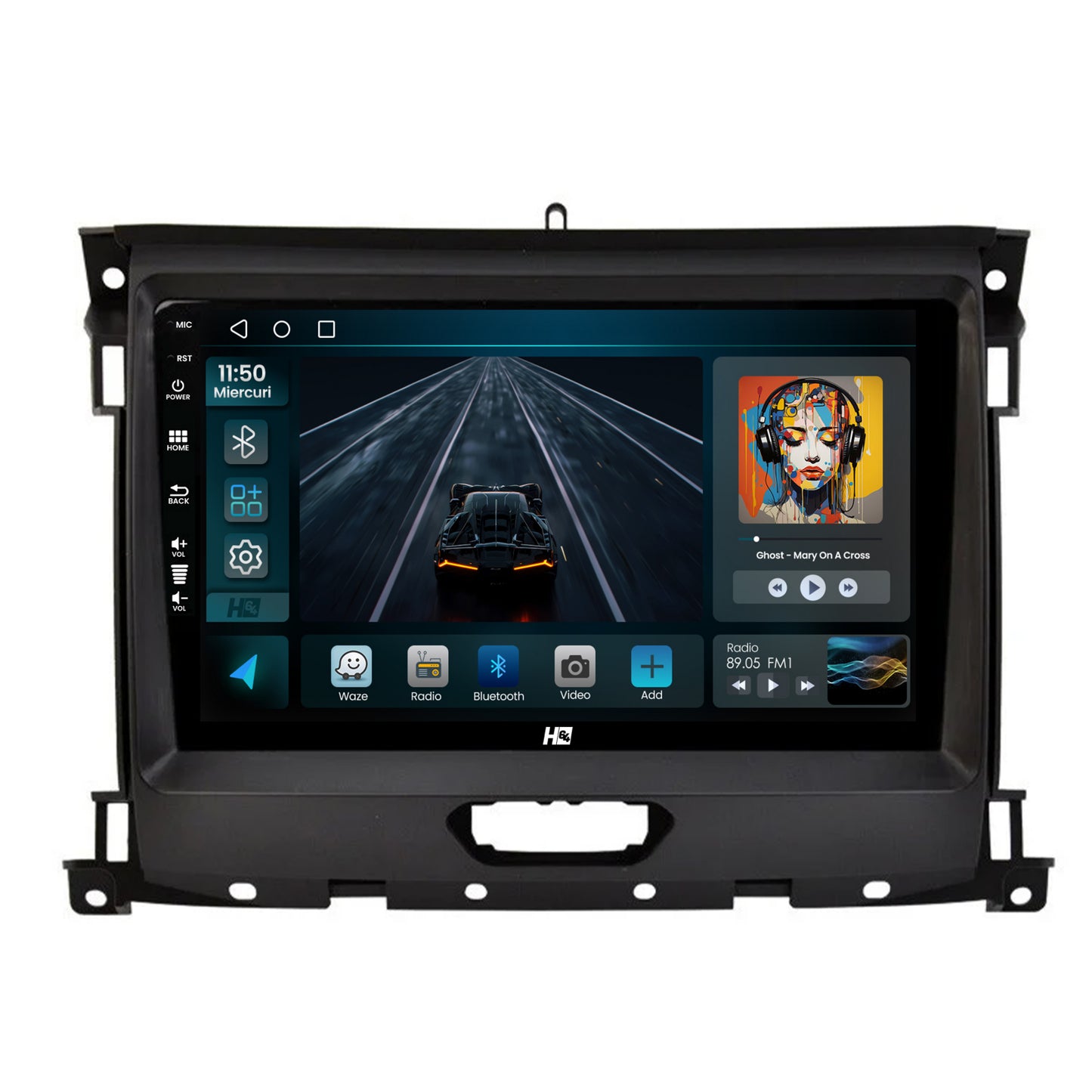Navigatie HUB64 Ford Ranger (2015-2022), 2GB RAM, Android 13, GPS, Wi-FI, Carplay, Android Auto, USB, Bluetooth, Radio, Waze, Touchscreen, 9 inch