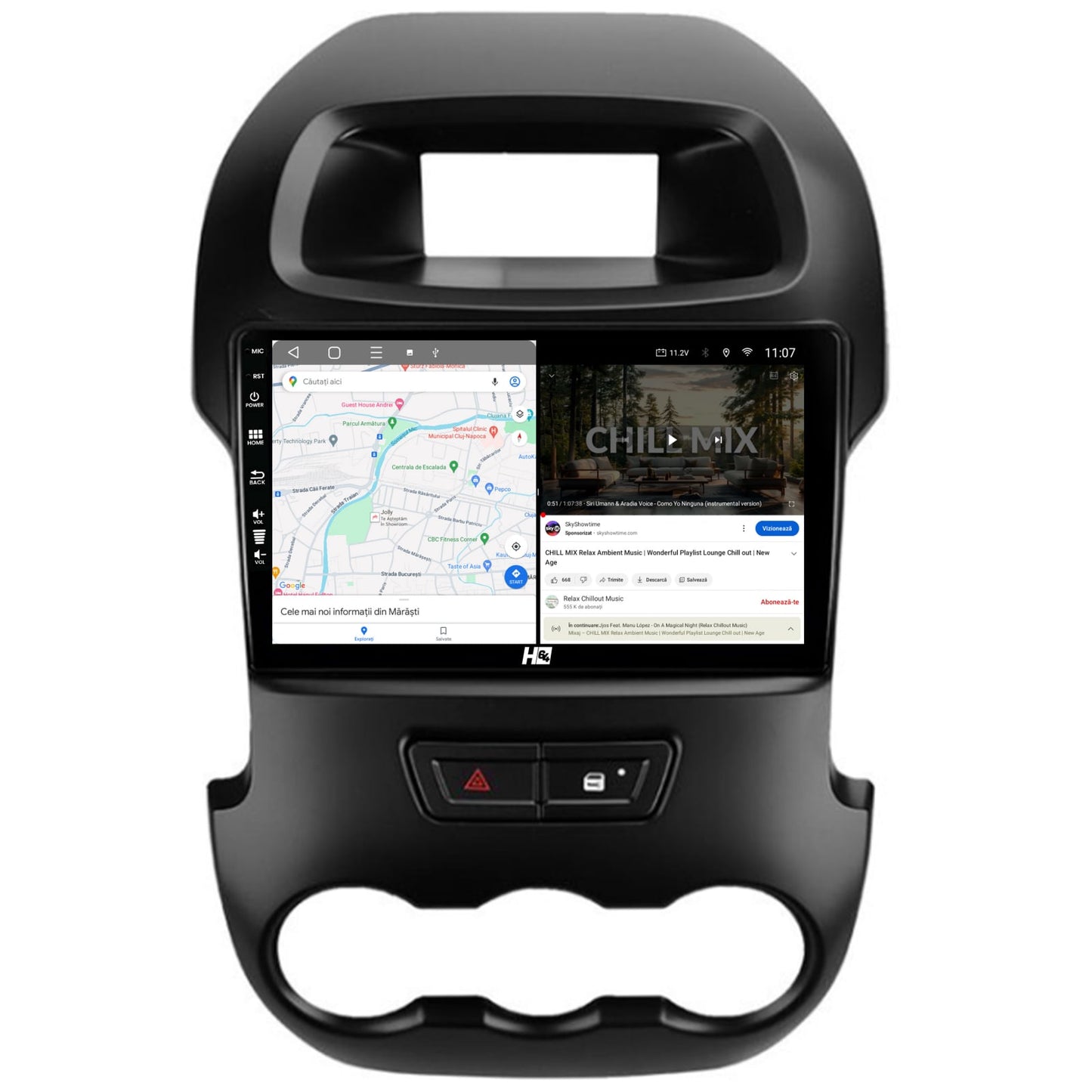 Navigatie HUB64 Ford Ranger (2011-2015), 4GB RAM, Android, Quadcore, DSP, GPS, Wi-FI, Carplay, Android Auto, USB, Bluetooth, Waze, Touchscreen, 9 inch